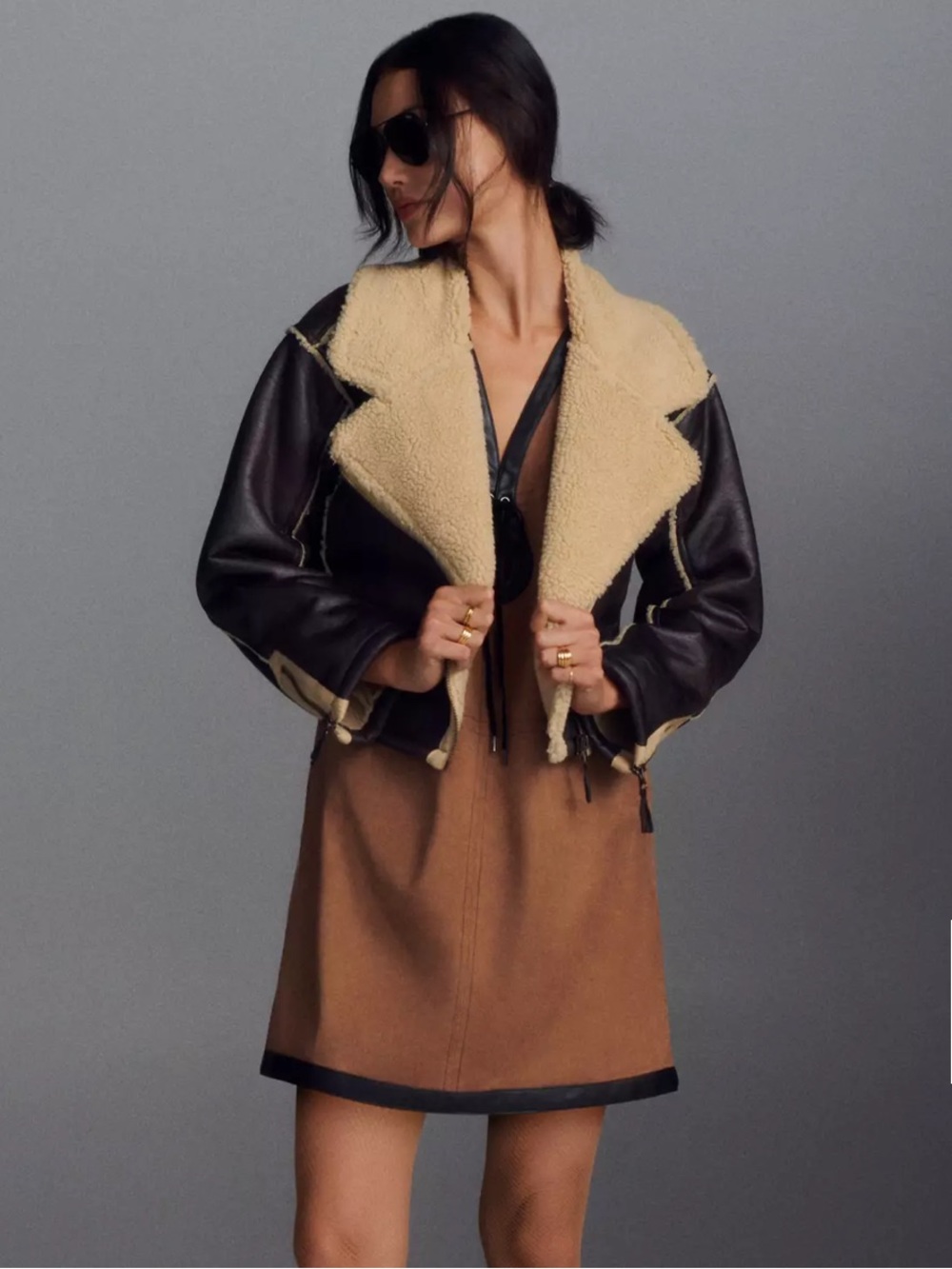 Anthropologie Pilcro Faux Leather Sherpa Lined Jacket